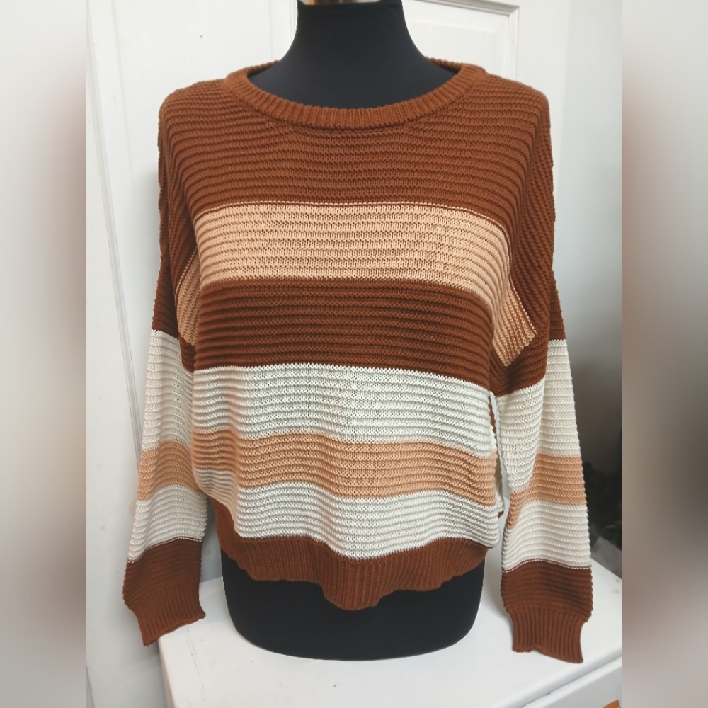 Pink Lily Long Sleeve Pullover Drop Shoulder Sweater